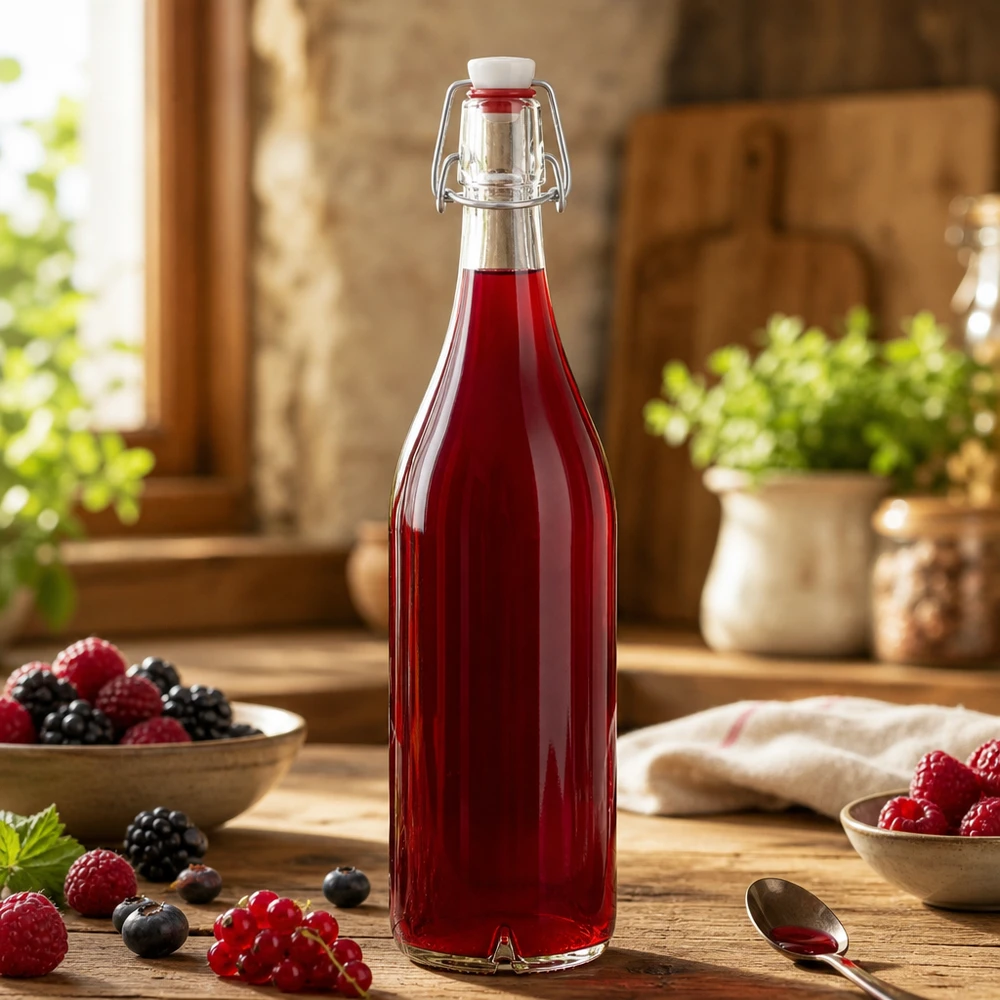 1000 ml glasflaska + svängbar topp PVC UNiTWIST