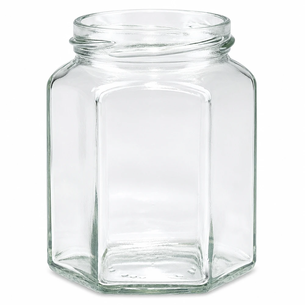 288ml hexa burk utan lock (TO63) UNiTWIST Hexagonal konserveringsburk UNiTWIST Hexa288 288ml TO63 transparent utan lock