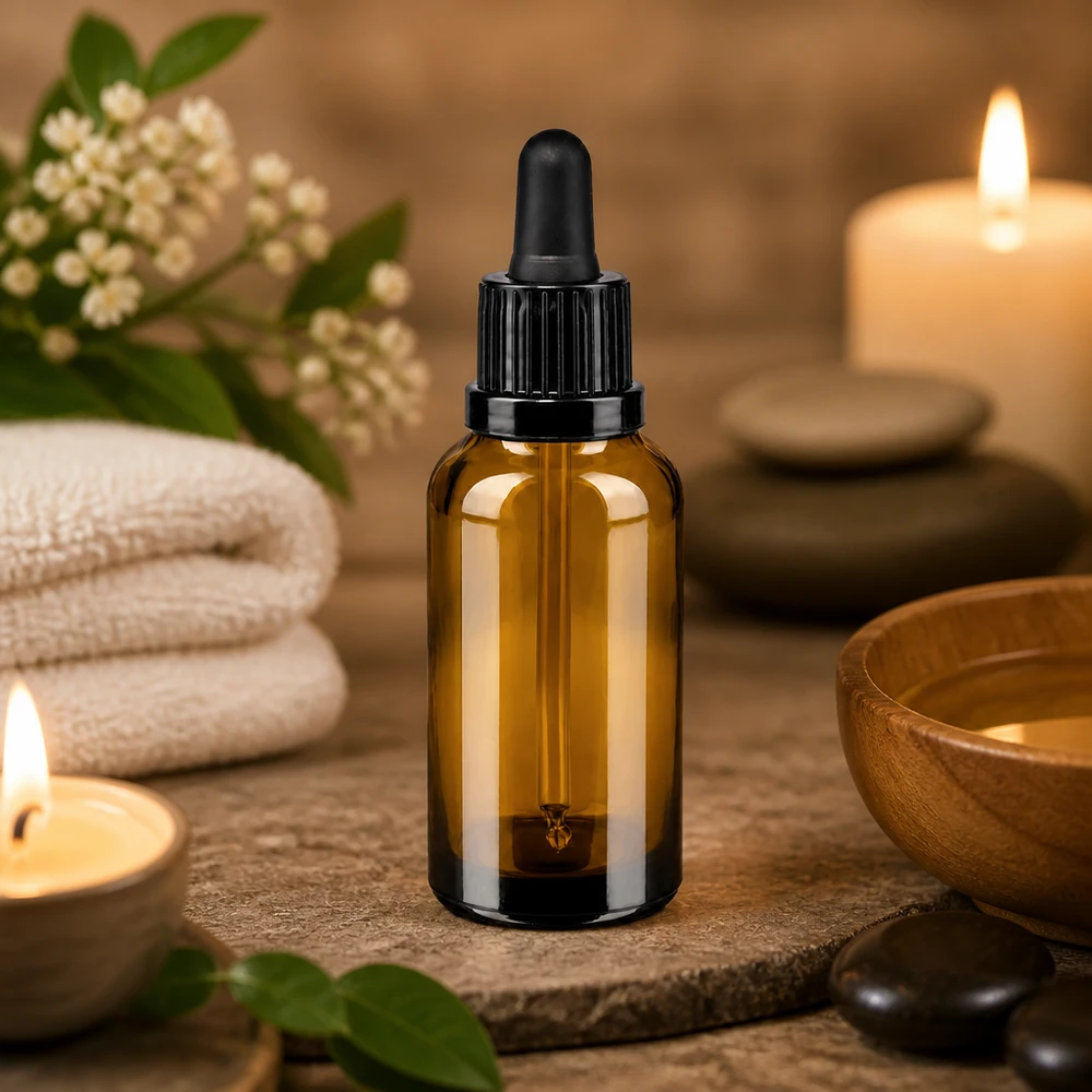Premium 30 ml pipettflaska med bärnstensfärgat glas UV-skydd för ljuskänsliga ämnen
