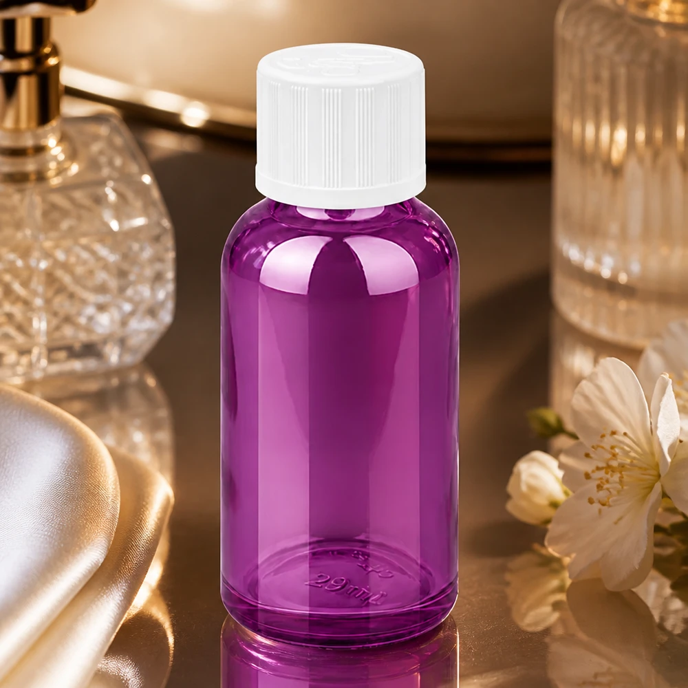 30ml droppflaska 1,2mm vit standard barnsäker PurpleLine.UT18/30 Högkvalitativ 30 ml droppflaska med 1,2 mm precisionsöppning i elegant lila finish
