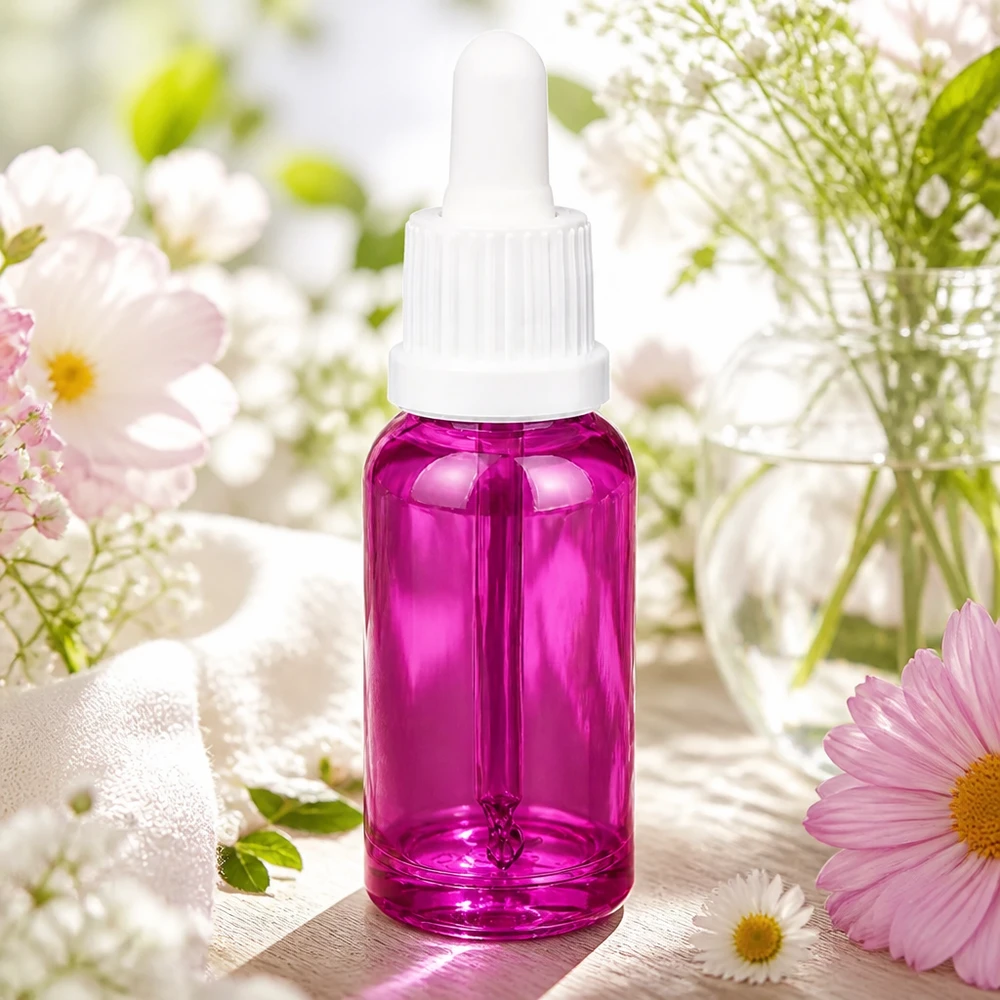 20ml pipettflaska vit Originality skruvkork PurpleLine UT18/20 Högkvalitativ pipettflaska 20 ml av glas i ljuslila färg med vitt lock