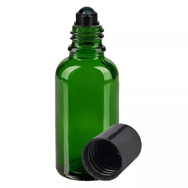 Apoteksflaska grön 30ml roll-on lock svart Apoteksflaska grön 30ml roll-on lock svart