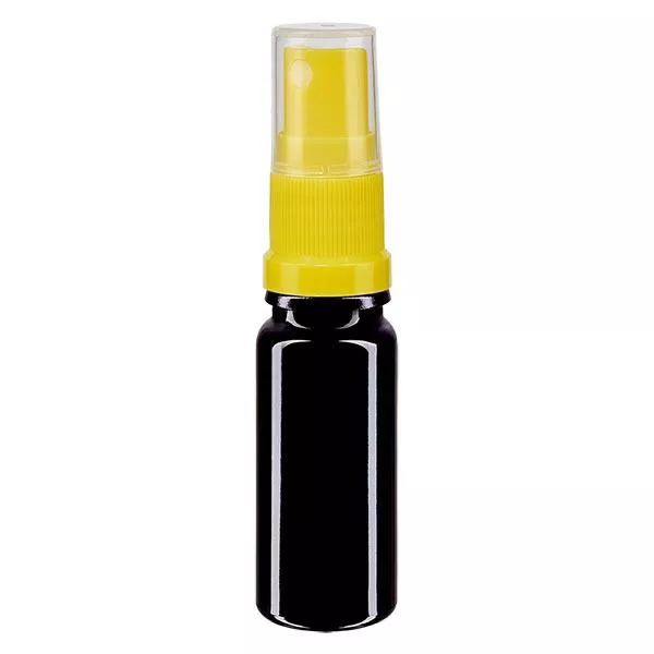 Apoteksflaska violett 10ml med gult sprayfäste Apoteksflaska violett 10ml med gult sprayfäste