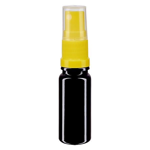 Apoteksflaska violett 10ml med gult sprayfäste Apoteksflaska violett 10ml med gult sprayfäste