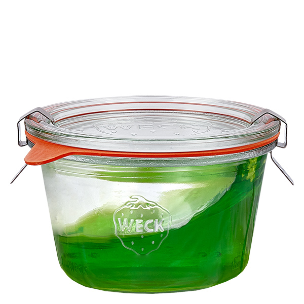 Set med 24 Weck-burkar 370ml Krossade glasögon med 24 glaslock Set med 24 Weck-burkar 370ml Krossade glasögon med 24 glaslock