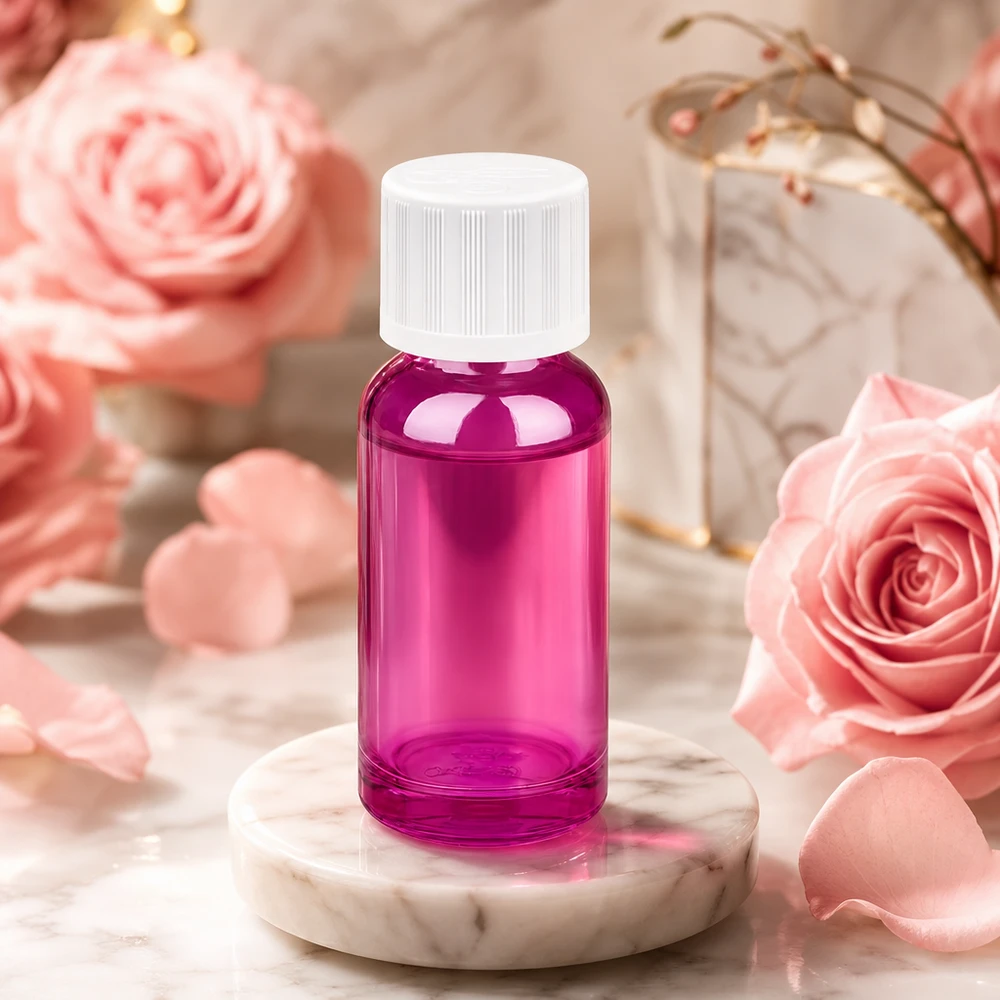 20ml flaska 11mm skruvkork vit standard barnsäker PurpleLine UT18/20 20 ml violett flaska med barnsäkerhetslås, idealisk för aromaterapi och skönhetsprodukter