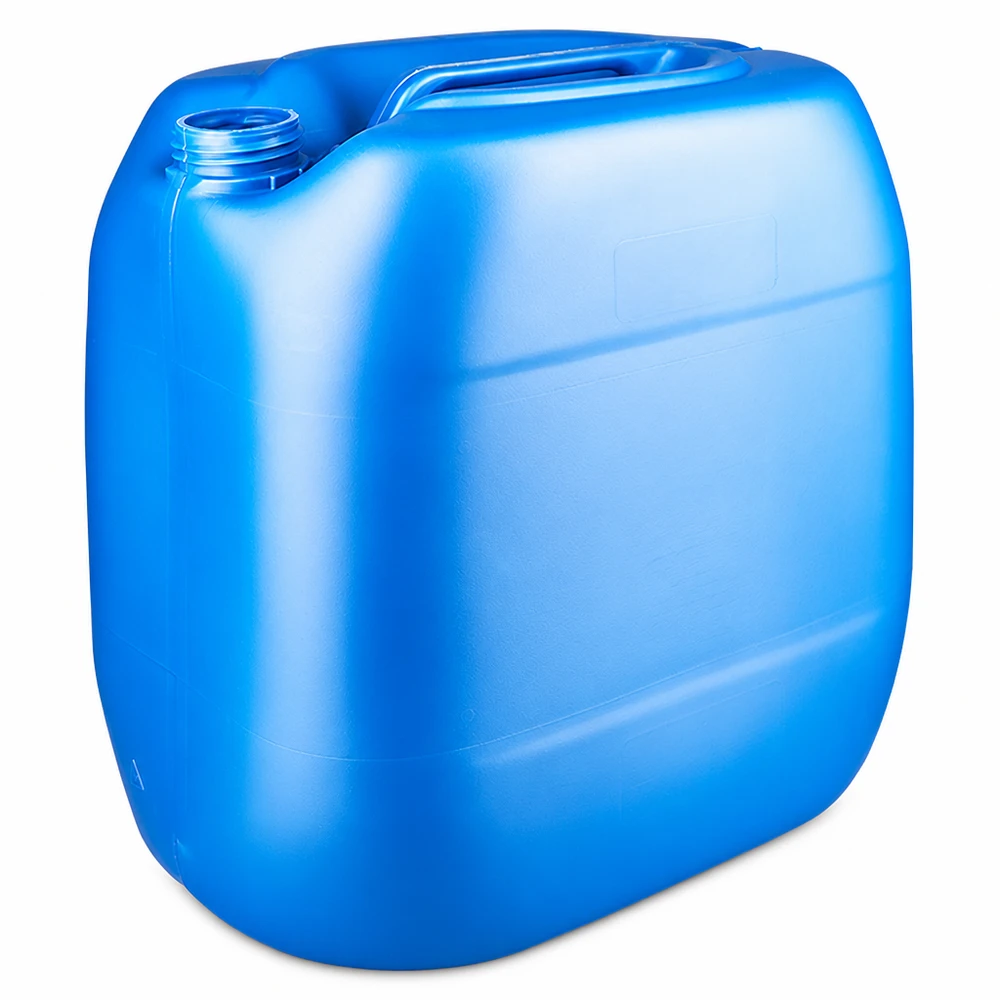 Blå plastdunk på 30 liter utan lock, med bärhandtag för säker förvaring