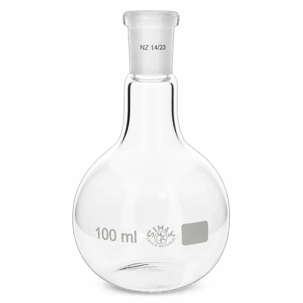 Stående kolv 100ml av borosilikatglas med standardslipad fog 14/23 för laboratoriebruk