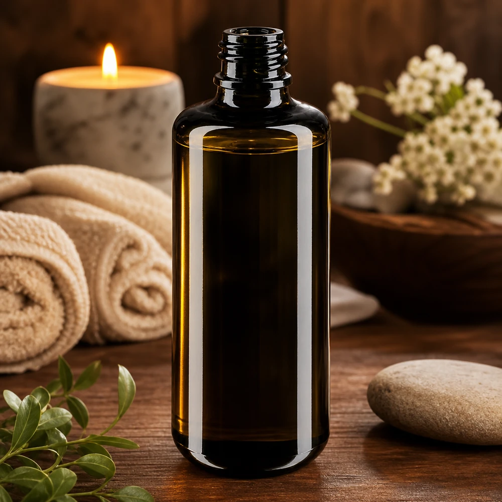 Högkvalitativ 100 ml Orion droppflaska tillverkad av violett Miron-glas för aromaterapi och wellness-applikationer