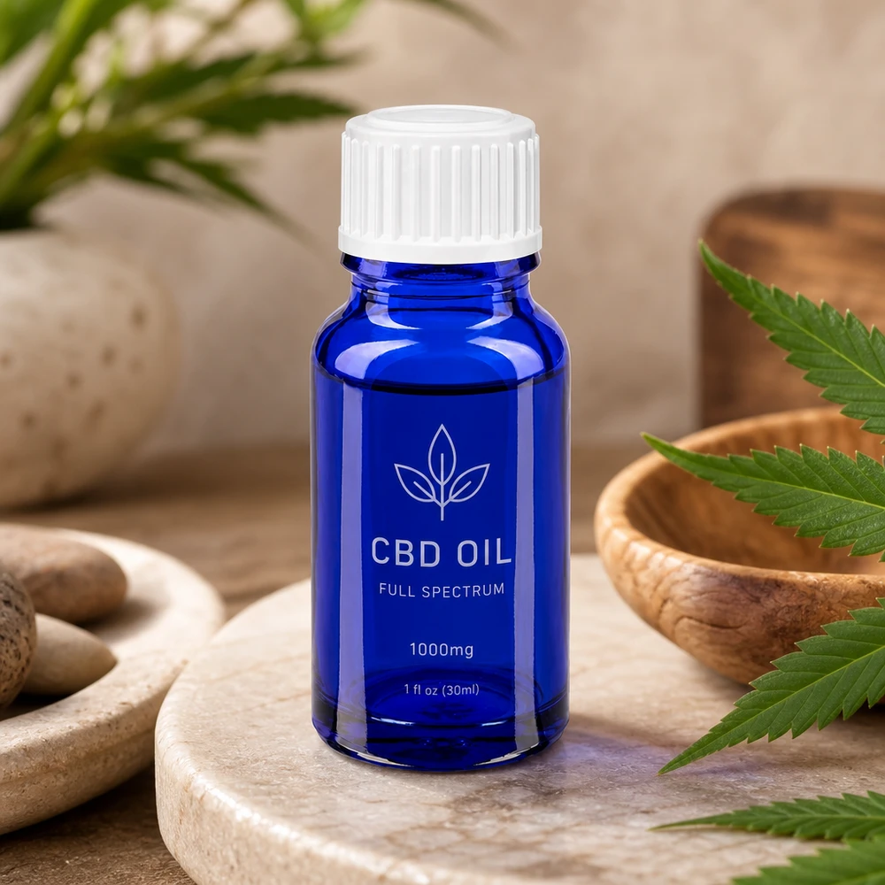Apoteksflaska blå 10ml skruvkork vita globules standard Blå 10 ml droppflaska av apoteksglas med vitt skruvlock för CBD-olja