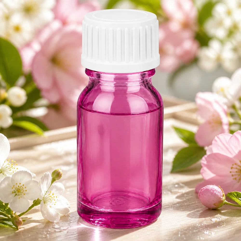 10ml glasflaska i transparent lila med matt lock för DIY-kosmetika