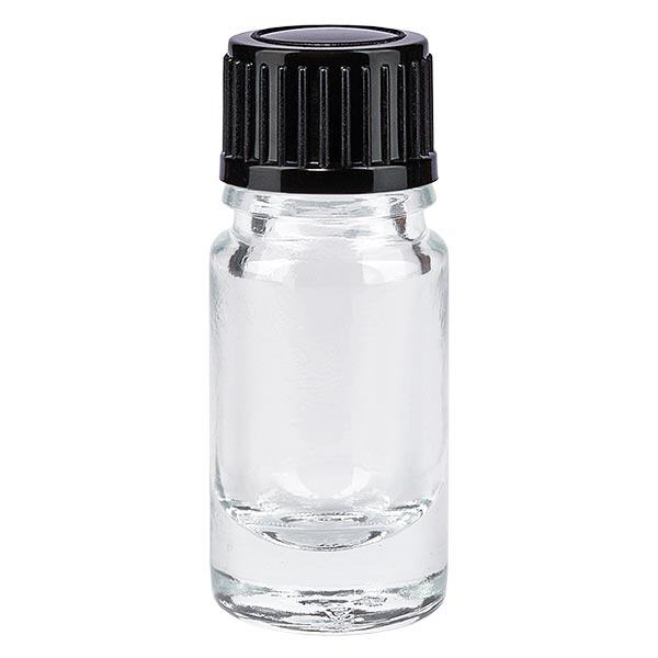 Apoteksflaska klar 5ml dropplock 1mm svart standard Apoteksflaska klar 5ml dropplock 1mm svart standard