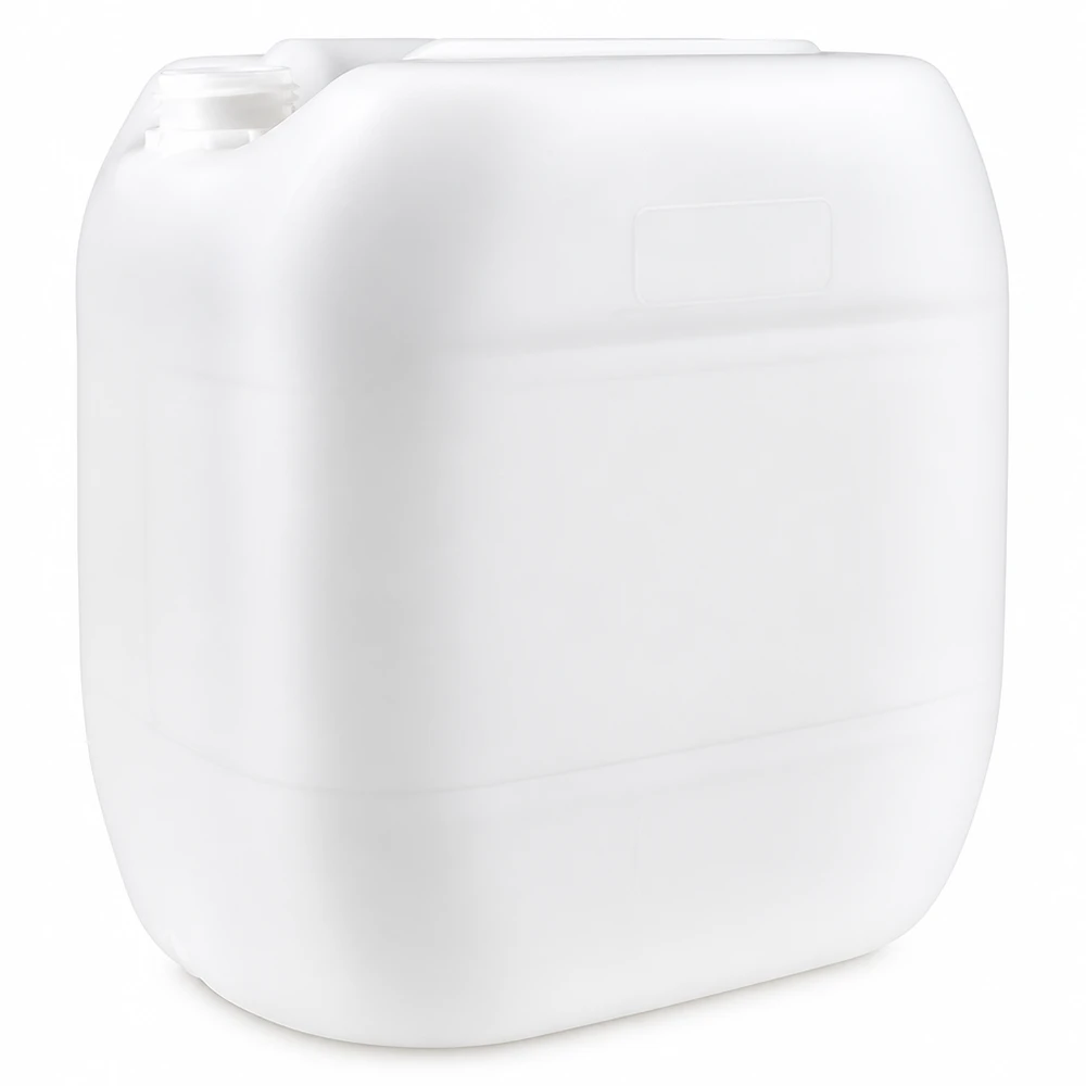 Vit plastdunk på 30 liter utan lock, tillverkad av HDPE, med en robust rektangulär form