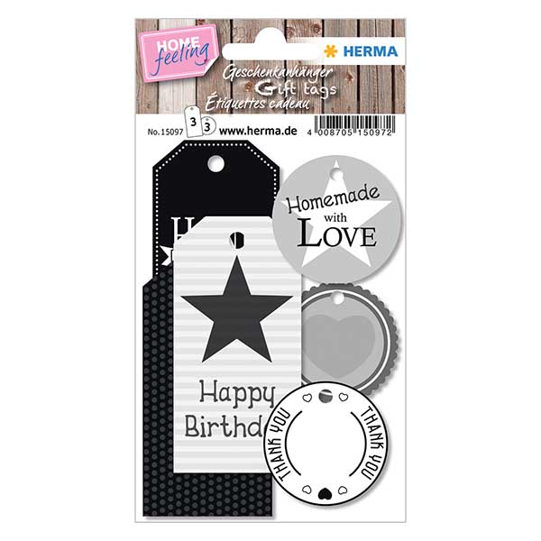 "Svartvita" presentetiketter (6 st)