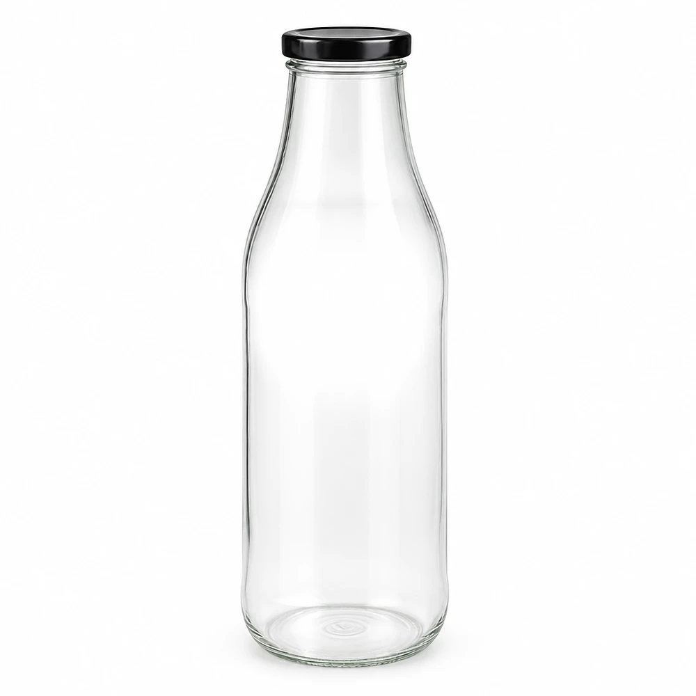 1000 ml glasflaska + BasicSeal-lock svart UNiTWIST 1000 ml glasflaska med svart BasicSeal-lock UN-certifierad för mat och dryck