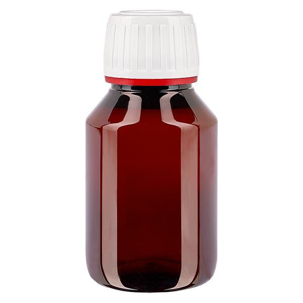 PET-flaska 50ml med vitt manipuleringssäkert lock, fint räfflad PET-flaska 50ml med vitt manipuleringssäkert lock, fint räfflad