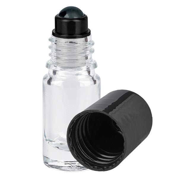 Apoteksflaska klar 5ml roll-on lock svart Apoteksflaska klar 5ml roll-on lock svart