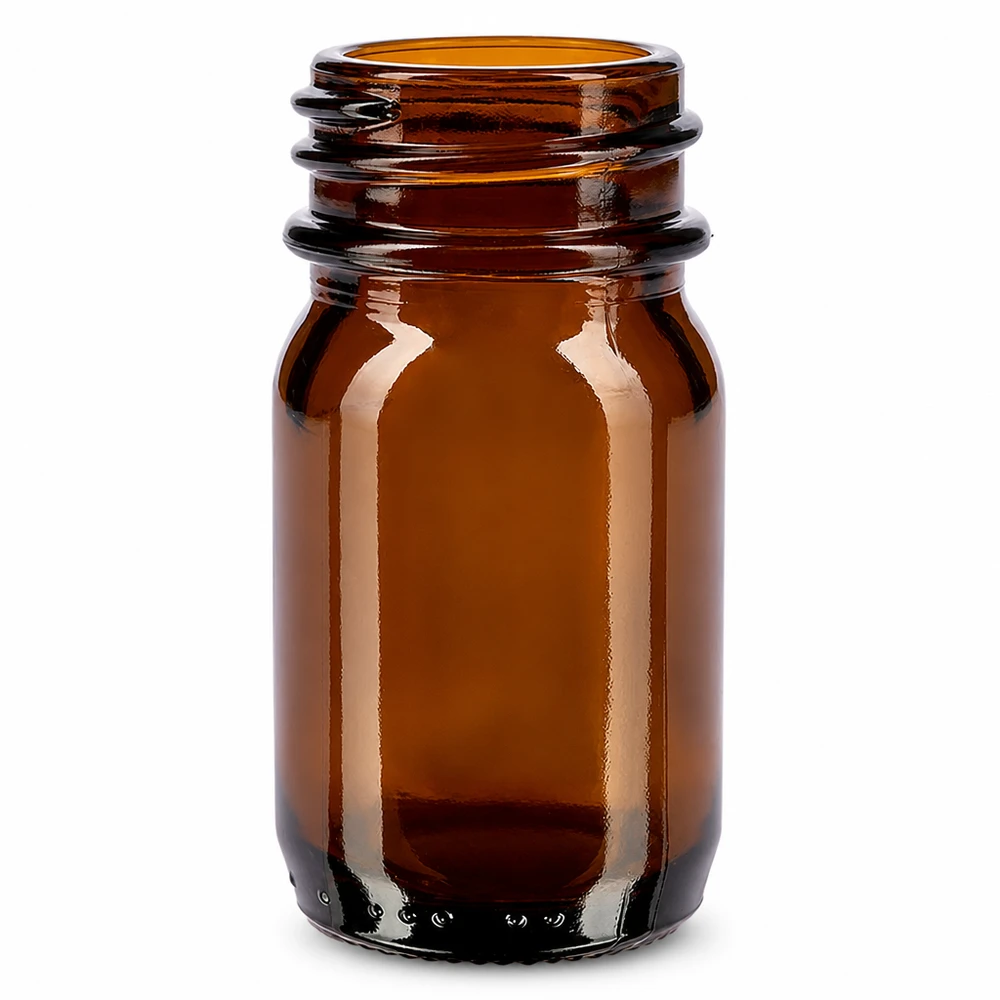 30ml flaska med bred hals, bärnstensfärgat glas 30 ml flaska med vid hals av bärnstensfärgat glas för apotek och laboratorier