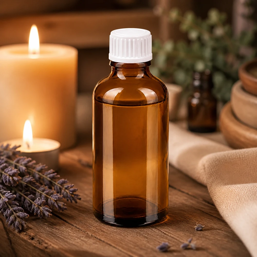 50ml Droppflaska 0,9mm vit standardförslutning BrownLine UT18/50 Droppflaska i bärnstensfärgat glas av hög kvalitet, 50 ml, med standardgänga UT18 och vitt dropplock