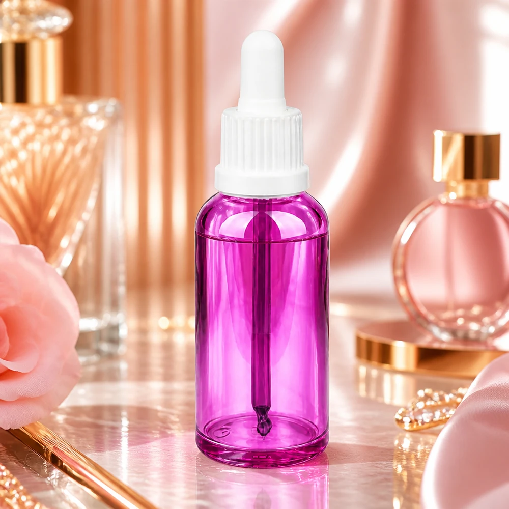Elegant 50 ml pipettflaska i ljuslila för snygg förvaring av serum och oljor
