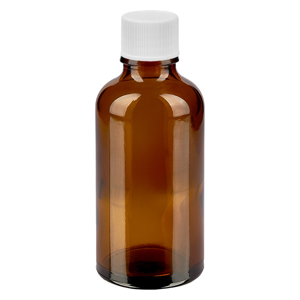 50 ml flaska 11 mm skruvkork vit Standard BrownLine UT18/50