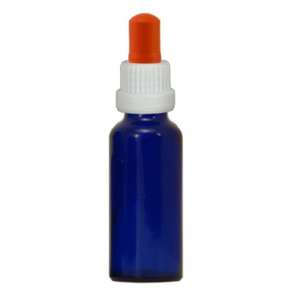 Apoteksflaska blå 30ml pipett vit/röd standard Apoteksflaska blå 30ml pipett vit/röd standard