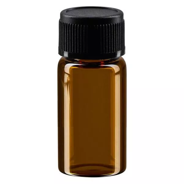 3ml miniflaska brun plastkork svart UT13/3 UNiTWIST