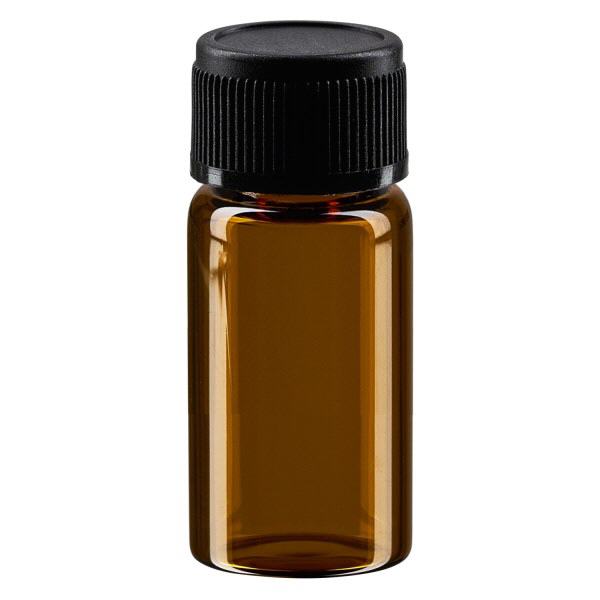 3ml miniflaska brun plastkork svart UT13/3 UNiTWIST