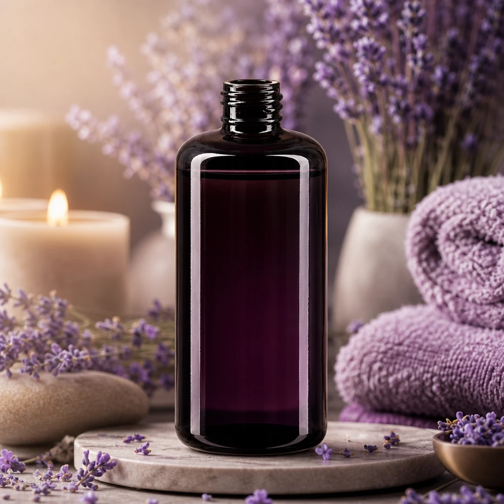 Mångsidig 200 ml kosmetikflaska Draco i violett Miron-glas för serum, oljor och wellness-applikationer