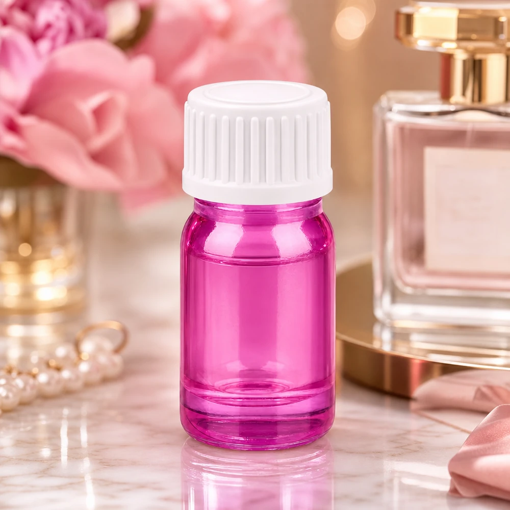 5ml droppflaska PurpleLine violett transparent med STD skruvgänga UT18/5 för aromaterapi