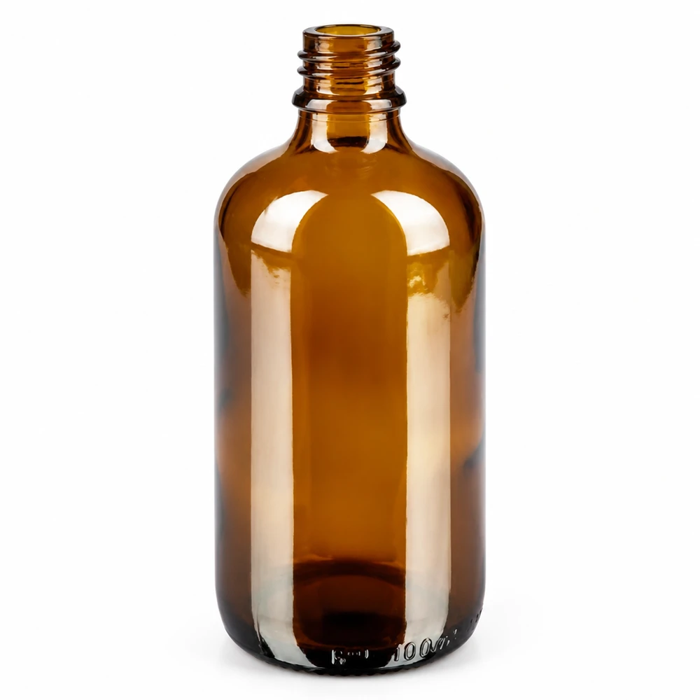100ml flaska 11mm skruvkork vit Standard BrownLine UT18/100 Tom 100 ml apoteksflaska av bärnstensfärgat glas med 11 mm gänga för ljuskänsliga ämnen
