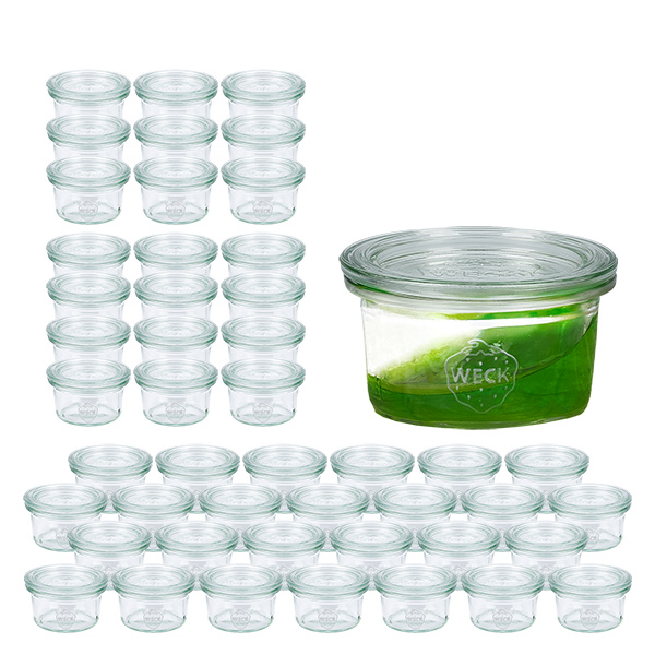 Set med 48 Weck-glasburkar 50 ml med 48 glaslock Set med 48 Weck-glasburkar 50 ml med 48 glaslock