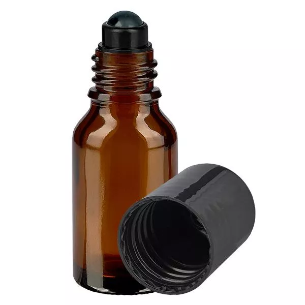 Apoteksflaska brun 15ml roll-on lock svart Apoteksflaska brun 15ml roll-on lock svart