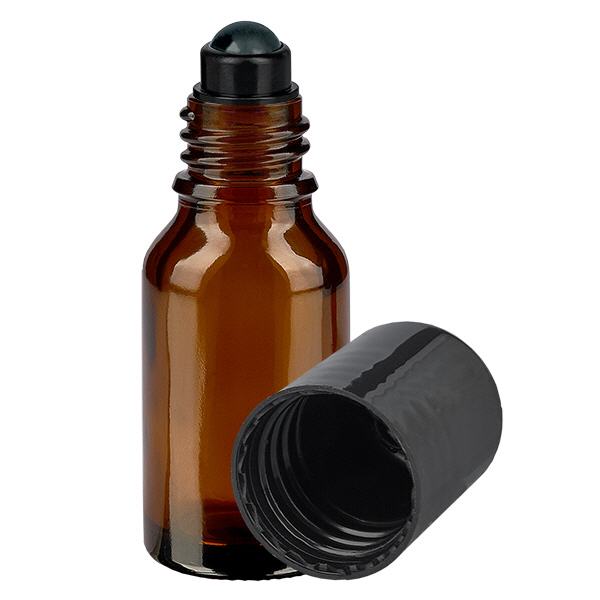 Apoteksflaska brun 15ml roll-on lock svart Apoteksflaska brun 15ml roll-on lock svart