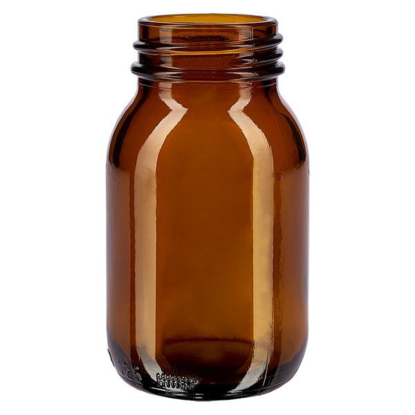 125 ml bredhalsad flaska av bärnstensfärgat glas