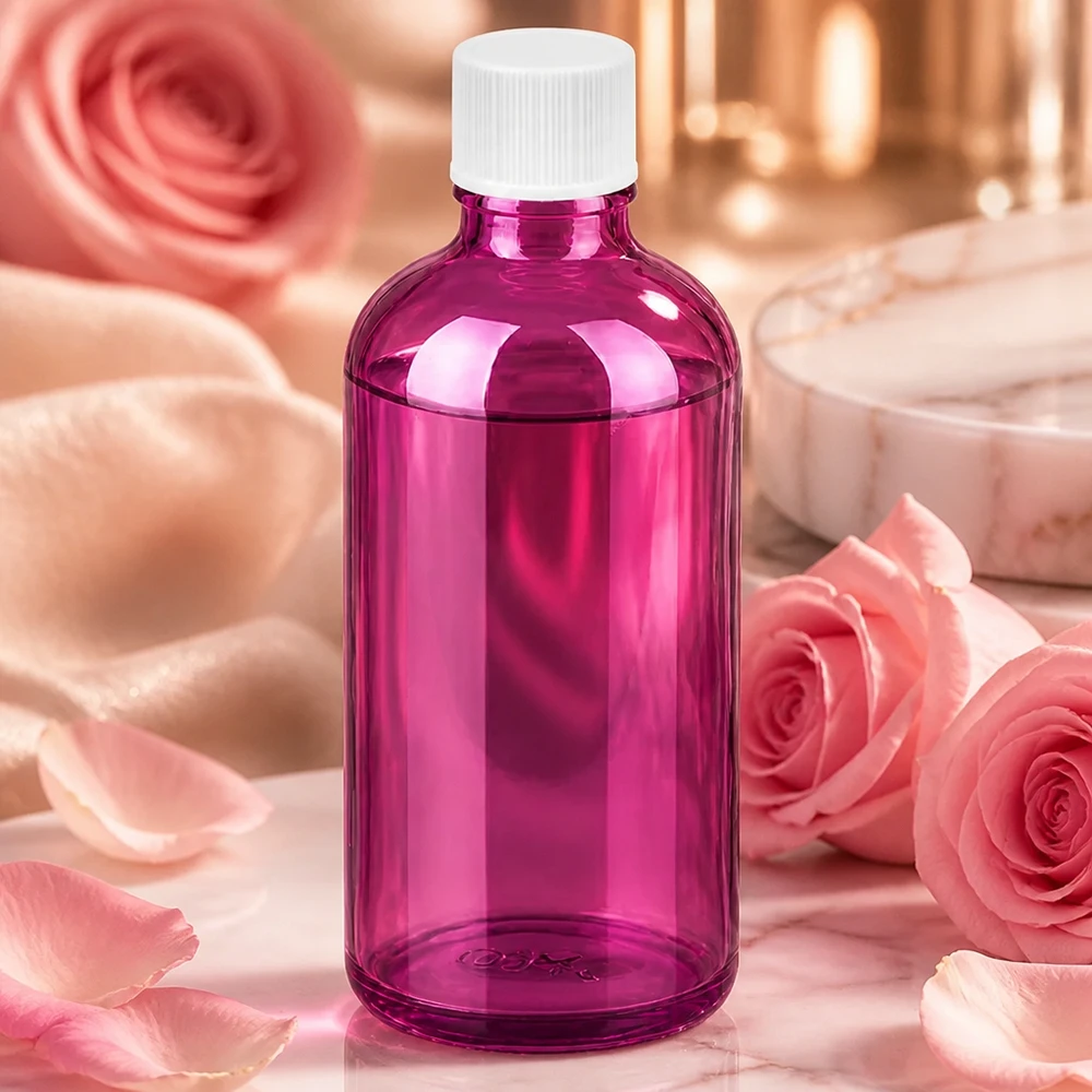 100ml flaska 11mm skruvkork vit standard PurpleLine UT18/100 PurpleLine-flaska 100 ml med vitt lock, idealisk för DIY-kosmetika och naturprodukter
