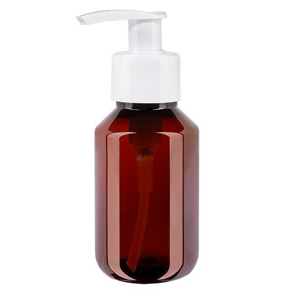 PET-flaska 100ml med vit dispenserpump PET-flaska 100ml med vit dispenserpump