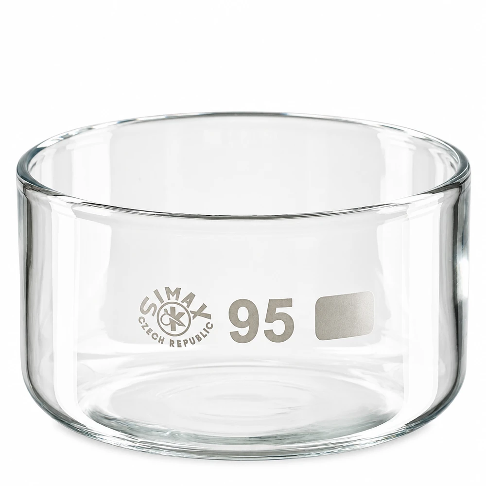 Kristalliseringsskål 300 ml av borosilikatglas utan utgjutning, transparent, cylindrisk, diameter 95 mm