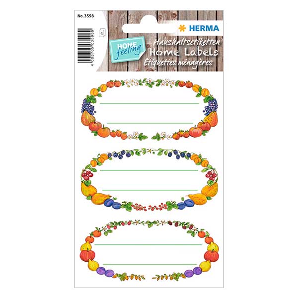 Köksetiketter "Fruktkransar" (12 klistermärken)