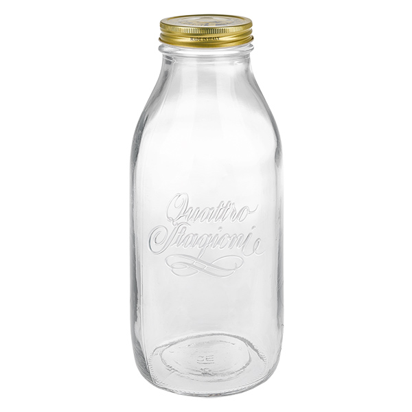 1000ml glasflaska "Quattro Stagioni" med lock