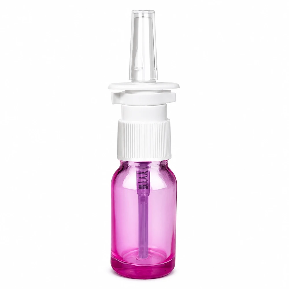 10 ml nässprayflaska transparent lila för nasal medicinering och spraylösningar