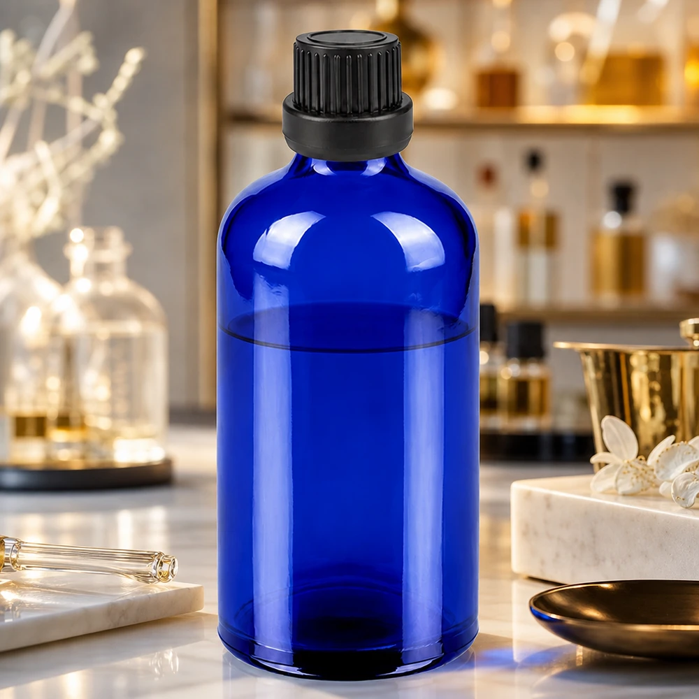 100ml Droppflaska 2mm svart säkerhetslock BlueLine UT18/100