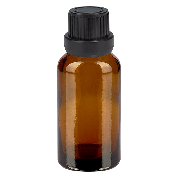 20ml Droppflaska 2mm svart med sabotagesäker förslutning BrownLine UT18/20