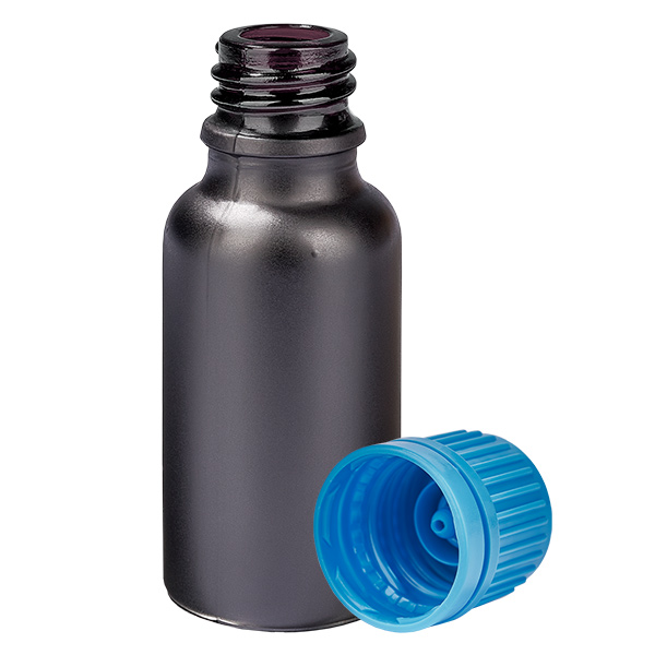 20ml flaska 11mm skruvkork blå säkerhetslock BlackLine UT18/20 20ml flaska 11mm skruvkork blå säkerhetslock BlackLine UT18/20
