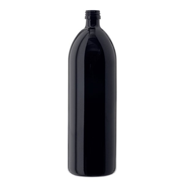 Vattenflaska violett glas 1000ml rund, DIN PP28standard förslutning Vattenflaska violett glas 1000ml rund, DIN PP28standard förslutning