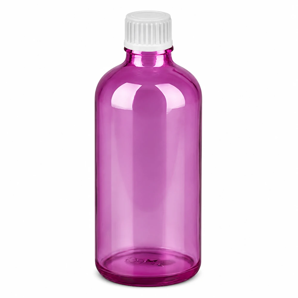 100ml droppflaska 0,9mm vit standard PurpleLine UT18/100 100ml droppflaska lila transparent med vitt lock och 0,9mm dropplock