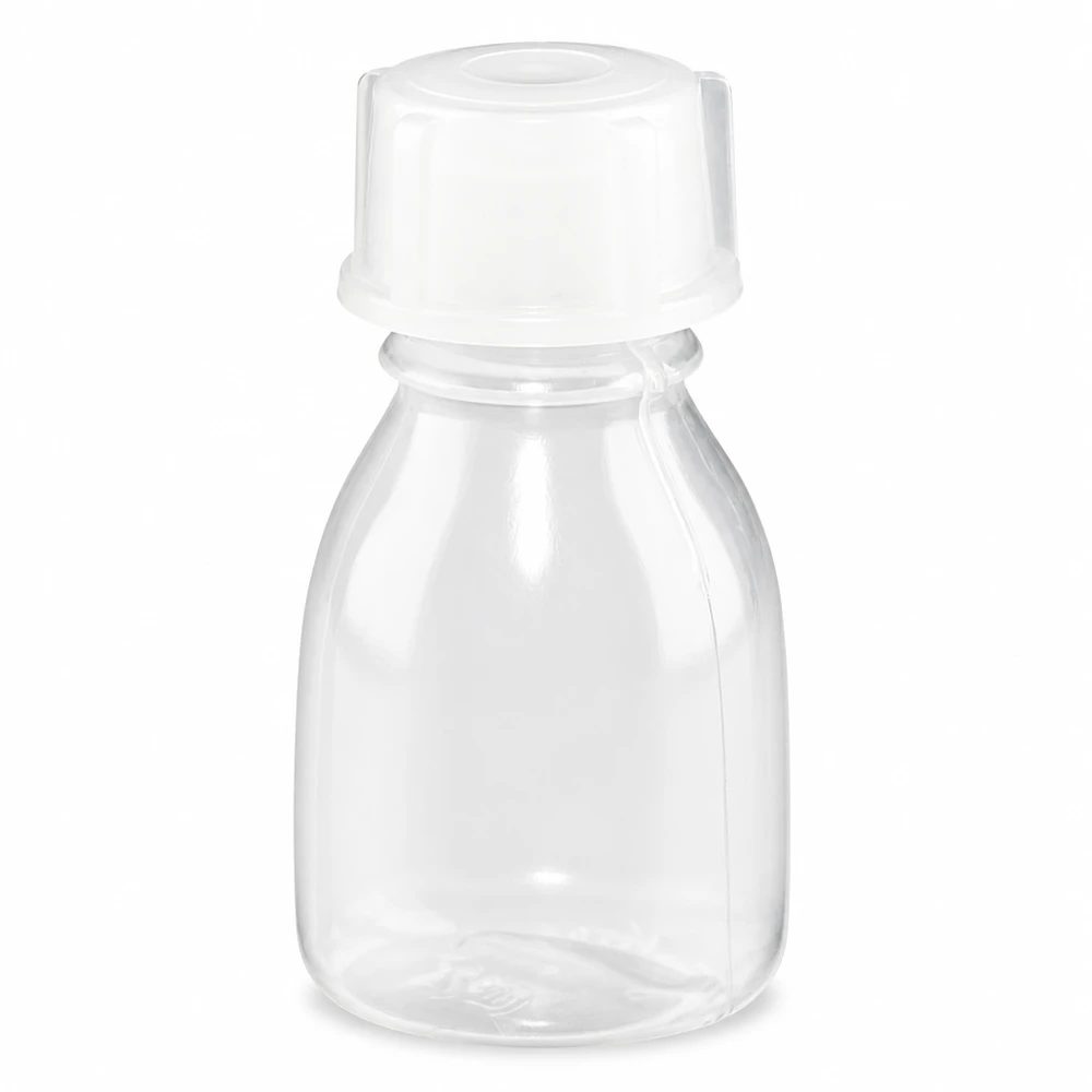 10ml skruvflaska, laboratorieflaska med smal hals 10 ml skruvflaska med smal hals, genomskinlig, med vitt skruvlock av plast