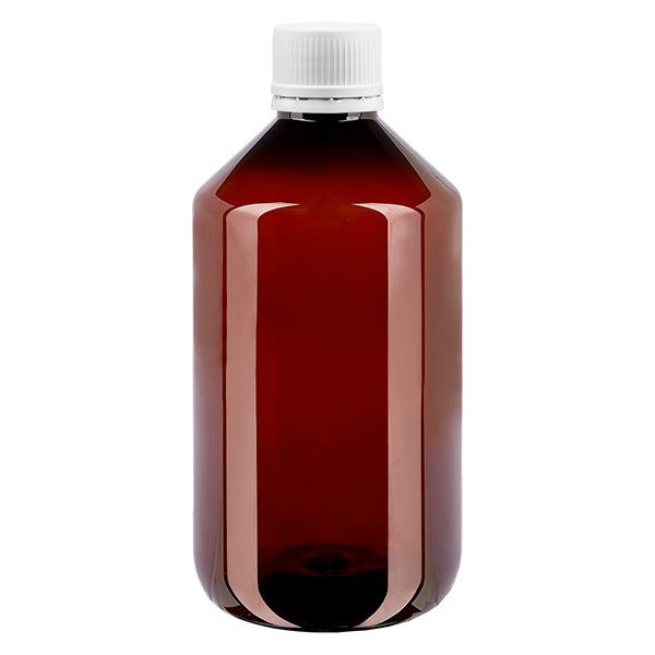 PET-flaska 500ml med vitt säkerhetslock, finräfflad PET-flaska 500ml med vitt säkerhetslock, finräfflad