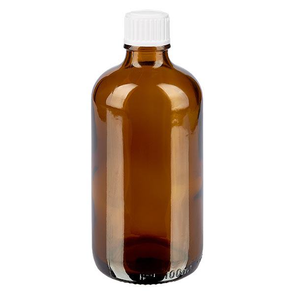Apoteksflaska brun 100ml skruvkork vit Globuli Standard Apoteksflaska brun 100ml skruvkork vit Globuli Standard