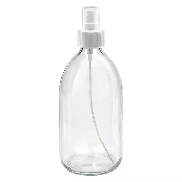 500ml medicinflaska klar, pumpspruta vit ApoGlas